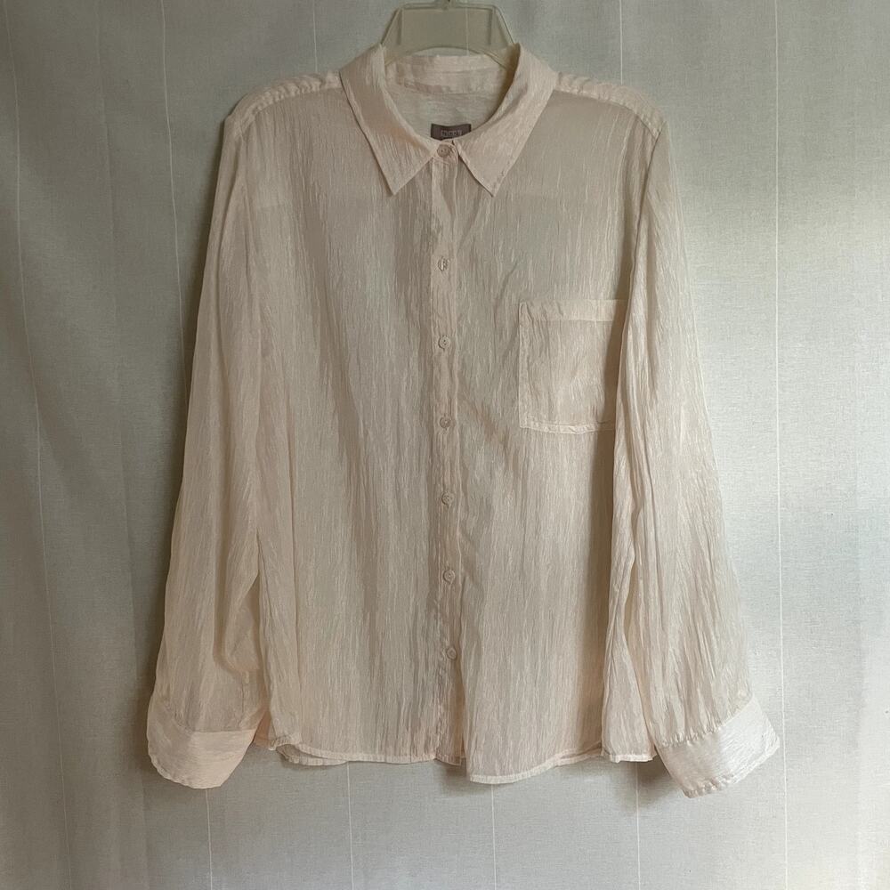 Chicos Cream Sheer Blouse Size 3